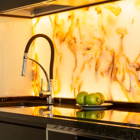 A stunning backlit splashback