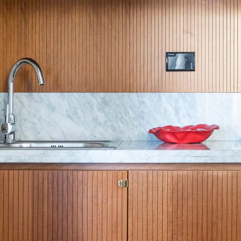 The marble kitchen countertop