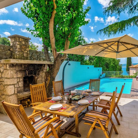 Open a bottle of wine and enjoy a Croatian-style barbecue on the patio