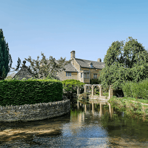 Have a wander around the picturesque village of Bourton-on-the-Water, only twelve minutes away in the car