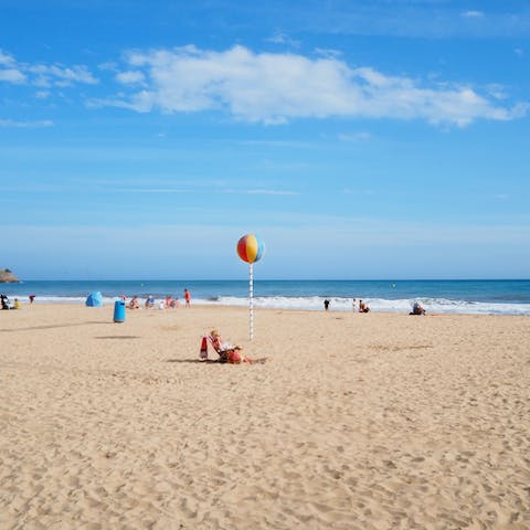 Head to the sands of Playa de Levante, 500 metres away