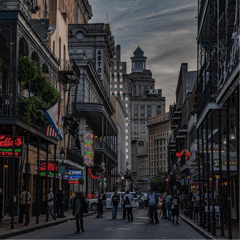 Visit downtown New Orleans, twenty minutes away by streetcar