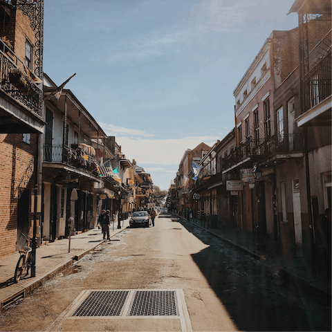 Take a thirty minute stroll to the storied French Quarter