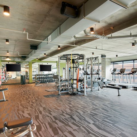 Keep on track with a workout in the fitness room
