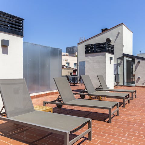 Lie back on the shared roof terrace to catch some rays