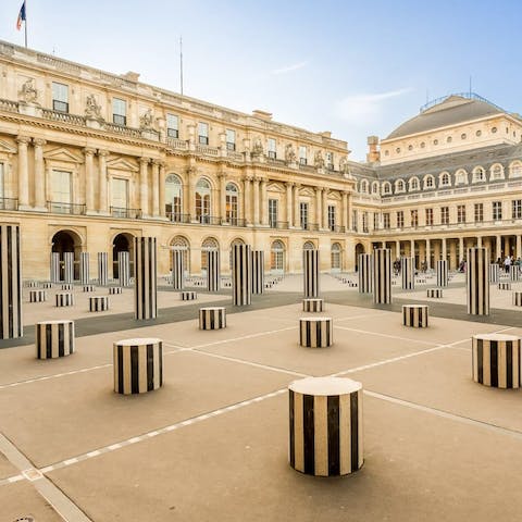 Take in the beauty of the Palais Royal, only a seven-minute stroll away 