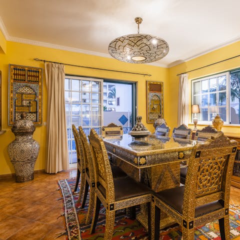 Host a glamorous dinner party in the Moorish dining room