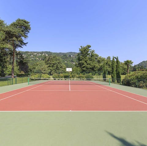 Get competitive on your own tennis and basketball court