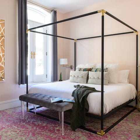 The grand, four-poster bed 