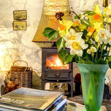 After a day of trekking, curl up in front of the fireplace