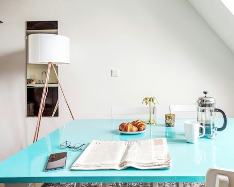 The turquoise dining table