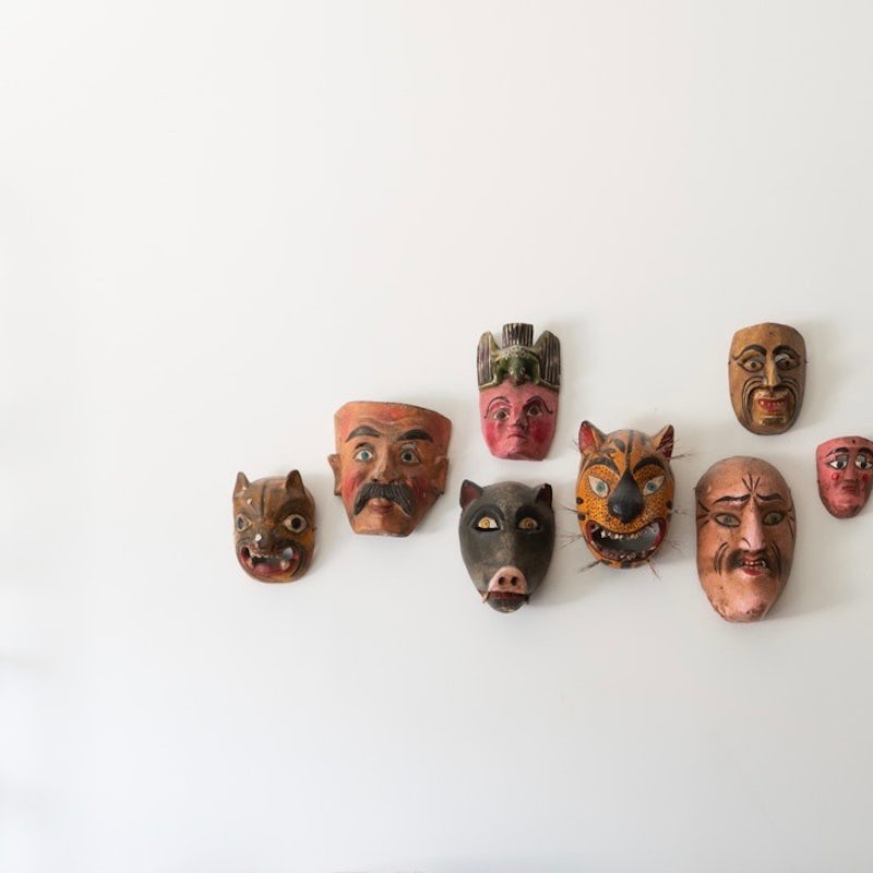 This collection of folk art masks