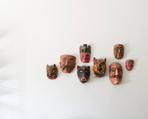 This collection of folk art masks