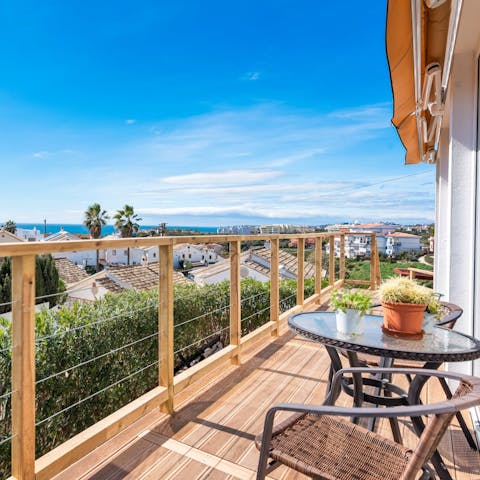 Take in Mediterranean Sea views from the balcony 