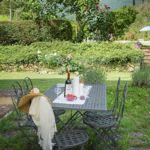 Sit down to sunset cocktails in the garden