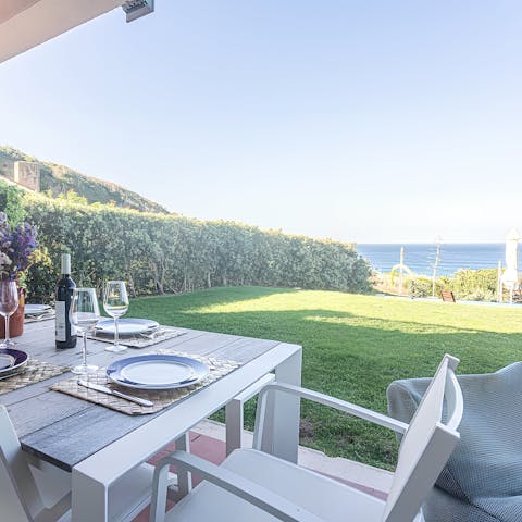 Enjoy alfresco meals with a view over the seascape