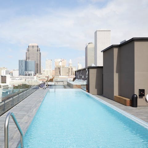 Cool off in the shared swimming pool