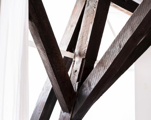 The authentic wooden beams