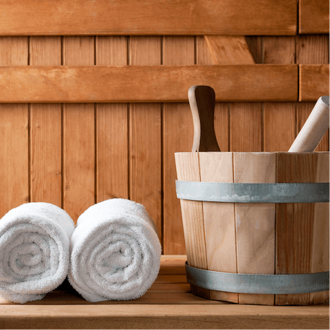 Warm up in the home's sauna