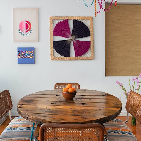 A bohemian dining space