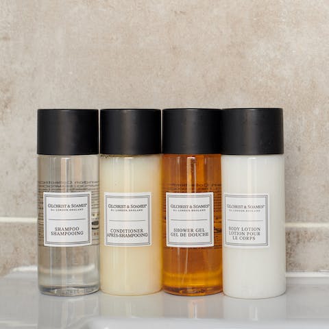 The selection of luxury toiletries