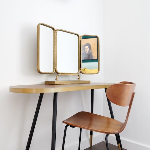Put the Scandi style desk and chair to use for catching up on work or getting ready for a night out