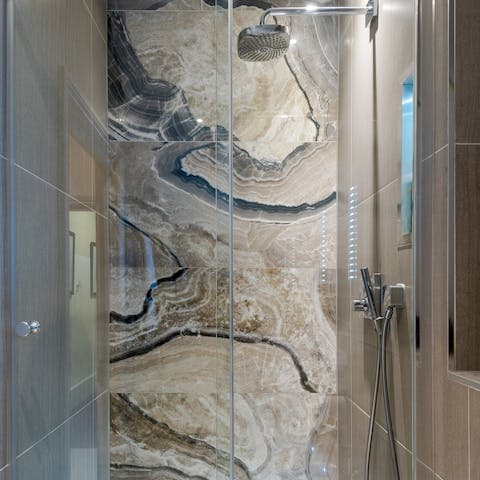 A luxurious marble shower