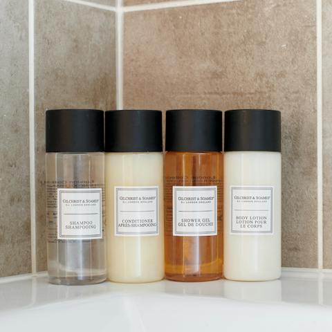 The selection of toiletries