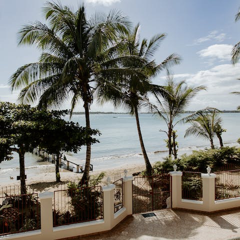 Enjoy a private beach right outside your front door