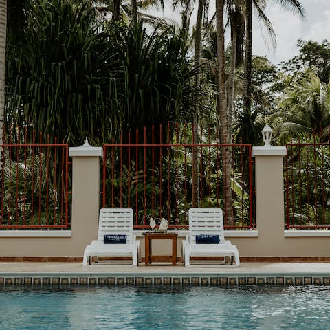 Lie back and soak up the sun by the private saltwater pool