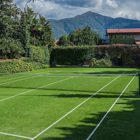 Enjoy an energising game of tennis on the private court