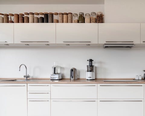 The sleek and modern kitchen