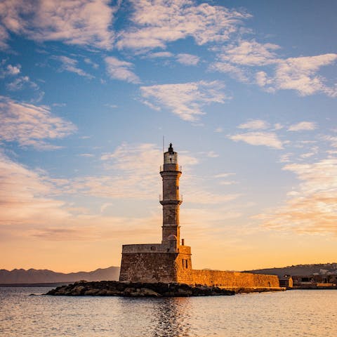 Hop in a taxi and head to Chania for shopping, dining and sightseeing along the sea 
