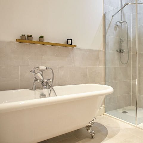 Unwind in the roll-top bath after walking the Cleveland Way