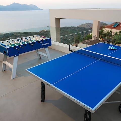 Have a game of table football or ping pong or workout in the home gym