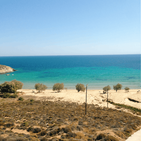 Spend a day on the sand at nearby Agrari Beach