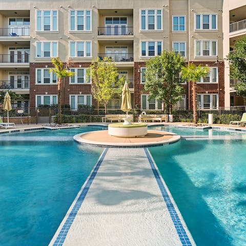 Cool off in the home's communal pool