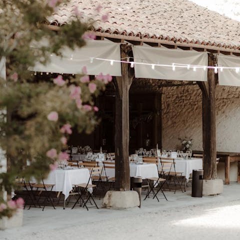 Sit down on the shaded terrace and enjoy a chef-prepared meal alfresco