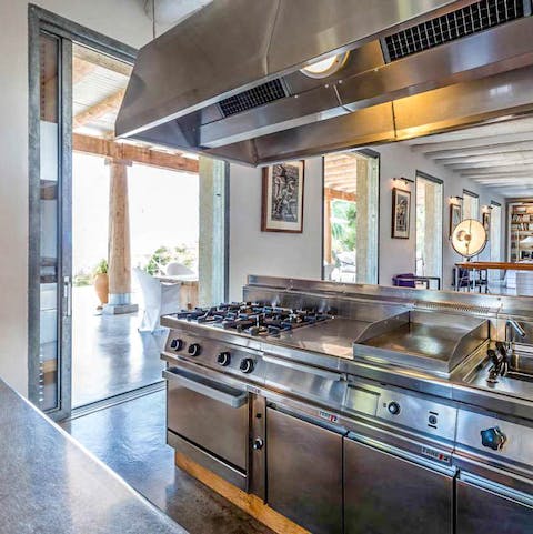 Hire a private chef and let them work their magic in the stainless steel kitchen