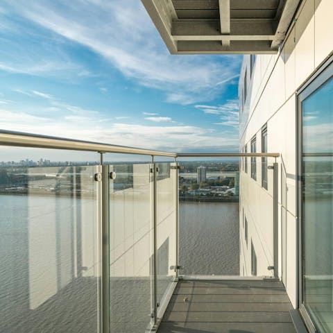 Enjoy impressive views of the River Thames from the balcony 