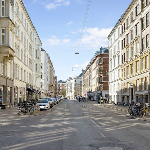 Wander down the glorious Strandboulevarden, two minutes away