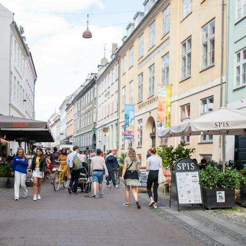 Stay in bustling Indre By, only a few steps from the famous Strøget