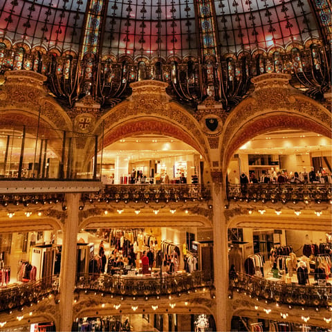 Indulge in a shopping spree at nearby Galeries Lafayette