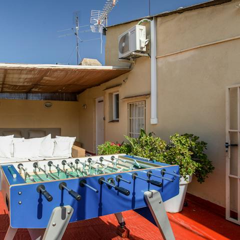 Challenge the kids to a game of foosball or trampoline jumping