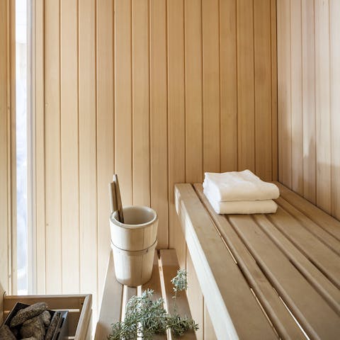Soothe any aches after waking around the sights in the communal sauna