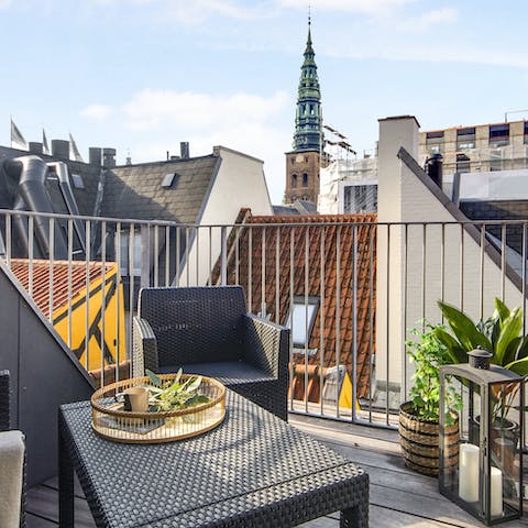See the city skyline from the sanctuary of the roof-terrace