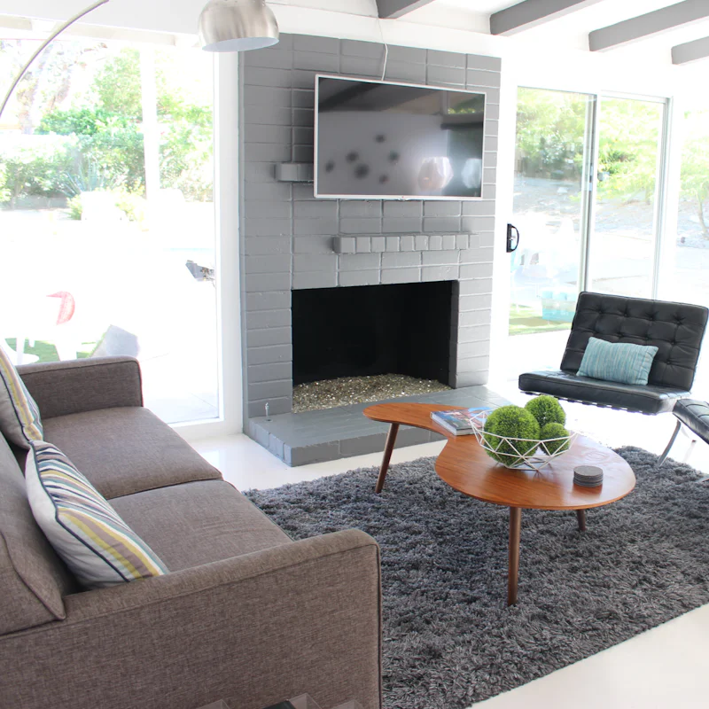 Make yourself at home in the mid-century living space – the TV has Netflix, Prime and HBO Max for movie nights