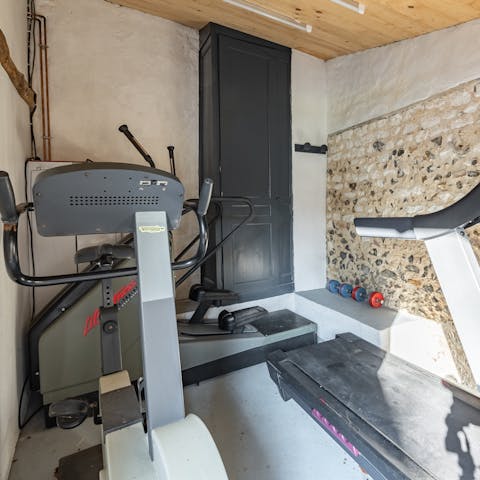 Work up a sweat in the communal gym area