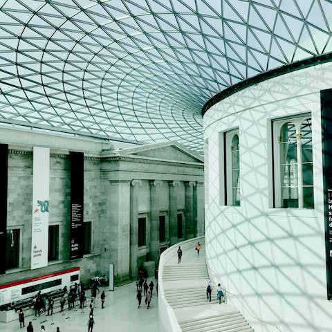 Explore the endless collections of the British Museum, a five-minute stroll away