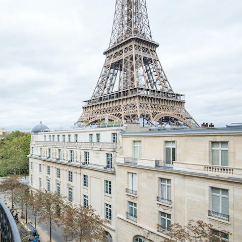 Enjoy front row views of the Eiffel tower – you'll be in the heart of the beautiful Rue Cler neighbourhood